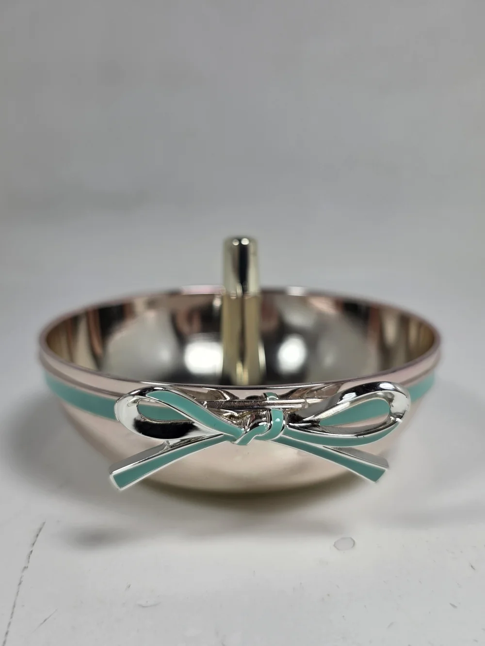 Kate Spade Silver Tone Jewelry Ring Holder with Teal Bow Accent